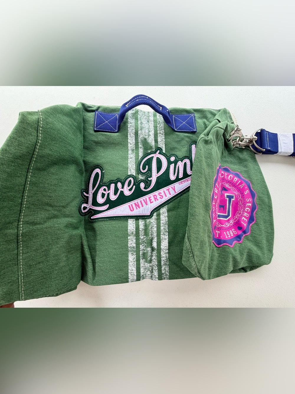 Victoria's Secret Pink University Green Tote Bag